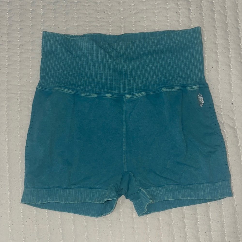 blue free people biker shorts/ spandex